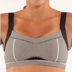 Lululemon Run Engage Bra Tonka Stripe Cashew/Black Wide Straps Athletic Size 4